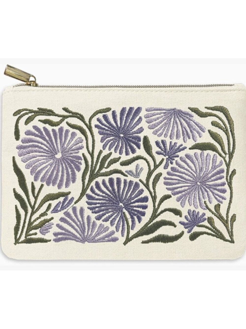 Flower Market Allium floral Embroidered Zip Pouch